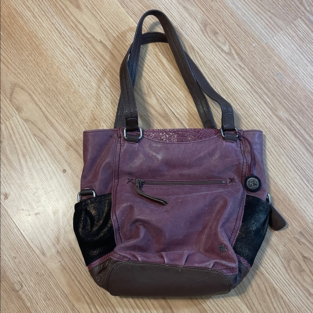 The Sak Purple and Brown Tote Leather  Bag